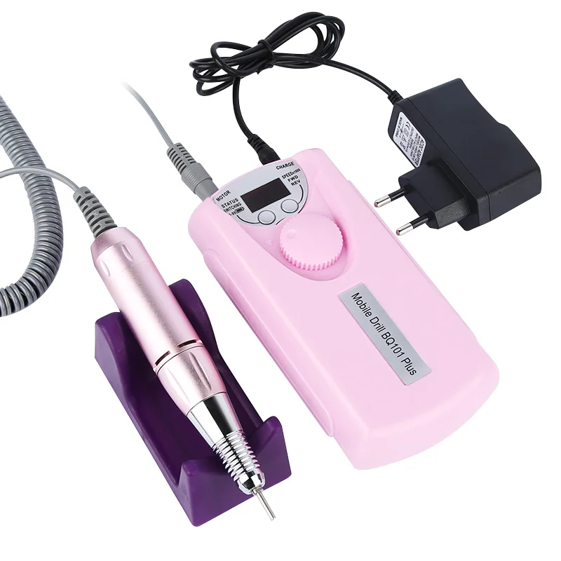 

Hot Sale Professional Portable 30000RPM, Wireless Rechargeable Manicure Drill Nail Polisher Battery Operated Nail Drill/, Pink, white