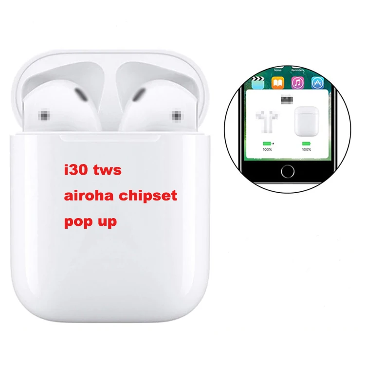 i30 TWS 1:1 Pop-up Auto Pairing Wireless Earphone 6D Super Bass Blue tooth 5.0 Headphone Mini Earbuds PK i20 i10 i12