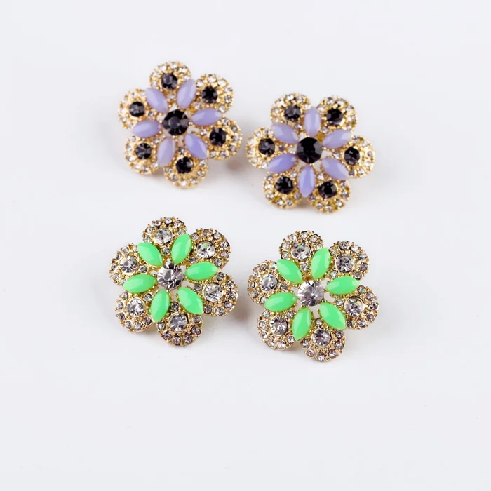 

ed00344 Wholesale Multi Color Black Pink Green Flower Leaf Crystal Rhinestone Resin Women Fashion Jewelry For Women 2018