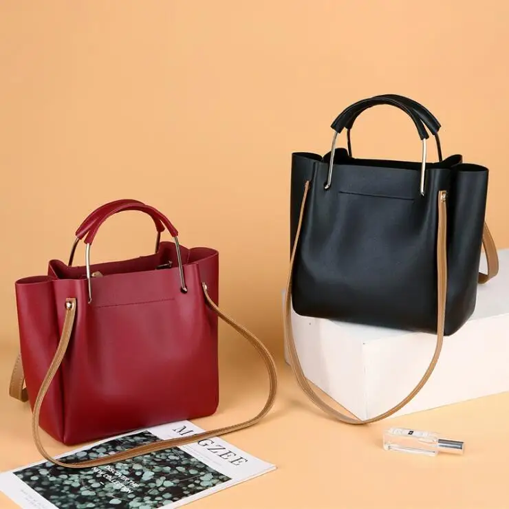 

Wholesale Ladies Handbags Fashion Korean Style Shoulder Bag Messenger Portable Bucket Bag, 4 color