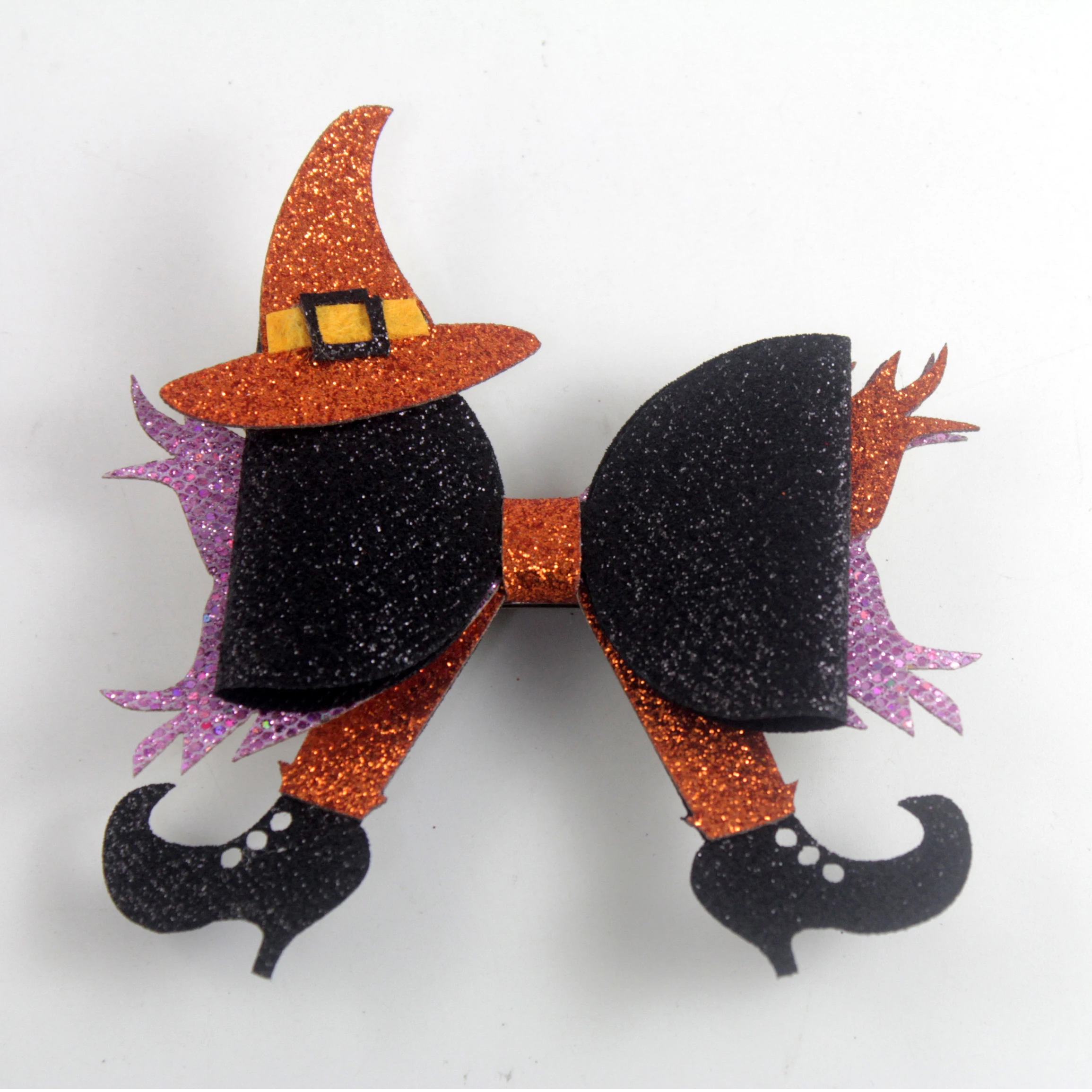 
Halloween pumpkin hat hair bows glitter small leather shoes hair clip for girls  (62342923616)