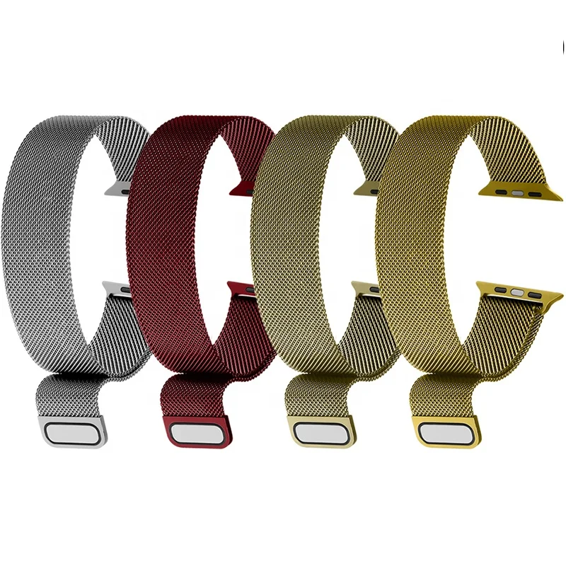 

BOORUI Magnet Milan Watch band mesh stainless steel Watch Strap For Apple Watch Band Iwatch milanese loop belt 38mm 40mm 42mm, Gray,champaign gold,red,black red,rose pink,etc