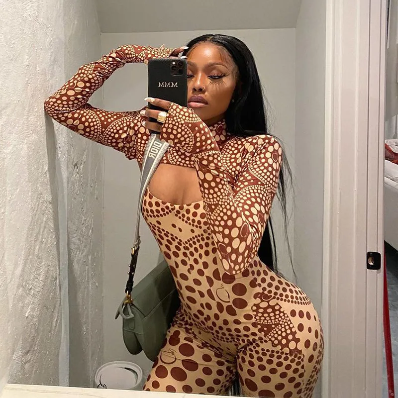 

Fashion Print Long Sleeve Top Jumpsuits Women Two Piece Set Streetwear Fall Sets Sexy Party Club Clothing Sports C13864