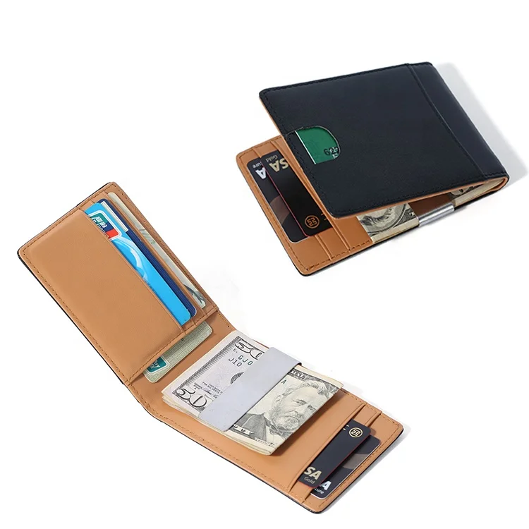 

Wholesale Business RFID Slim Leather Credit Card Holders Money Clip Wallet for men