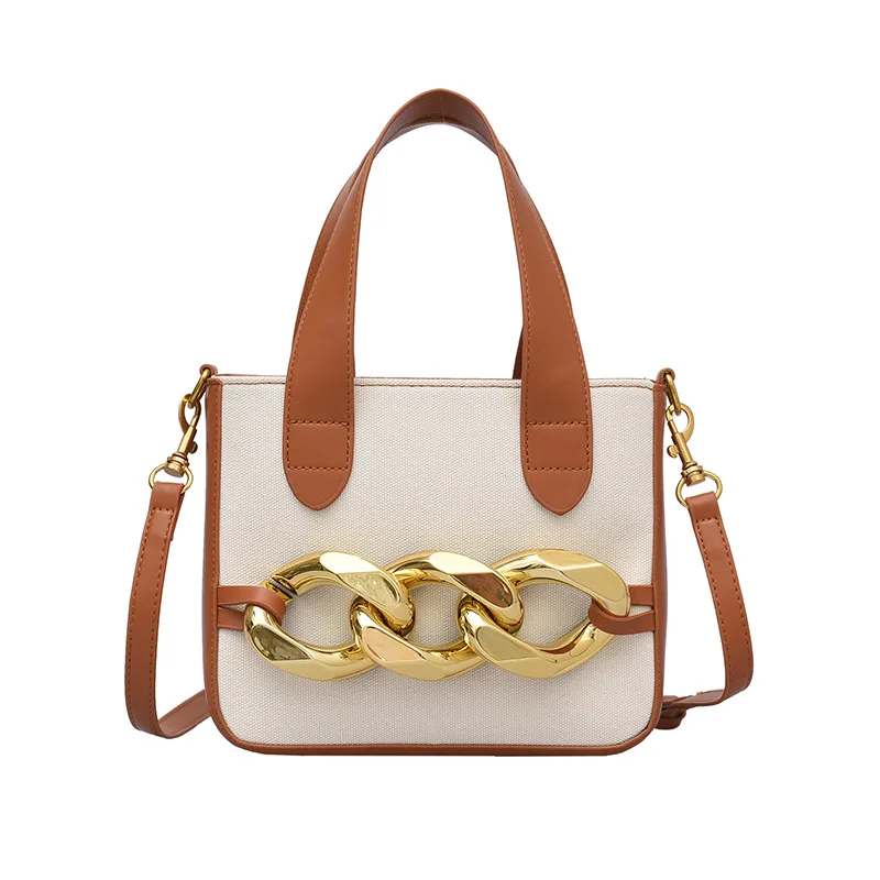 

Thick Chain Designer Crossbody Bag Brand Fashionable Purse Top Handle Small Handbags for Women Luxury 2021