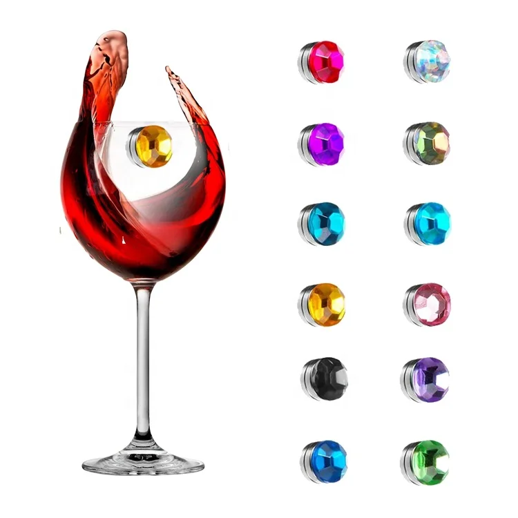 

Wine Bar Accessories 2019 Magnetic Wine Glass Charms Drink Markers Charm Rings, 12 different colours