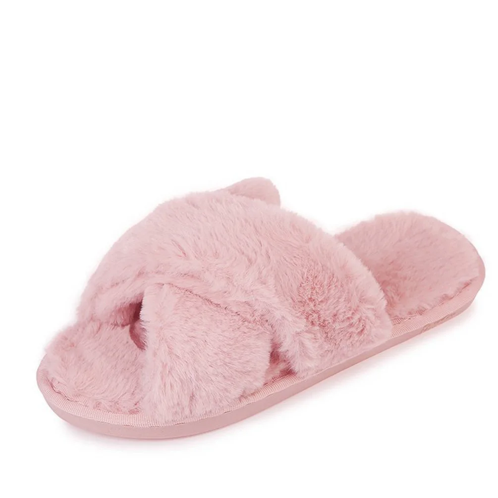 

New Winter Autumn Hairy slippers Women Indoor Home Man Open-Toed cotton Slippers Non-Slip Outer Wear Slippers, 5 colors