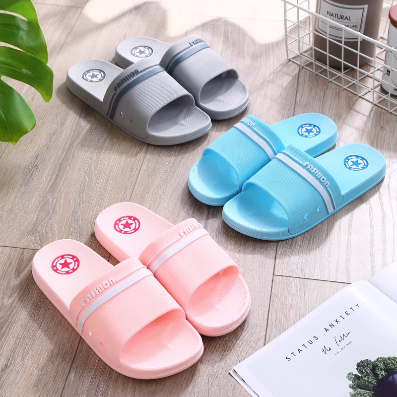 

Japan Simple Soft Sole Home Ready stock cream comfortable couple Bathroom Slippers