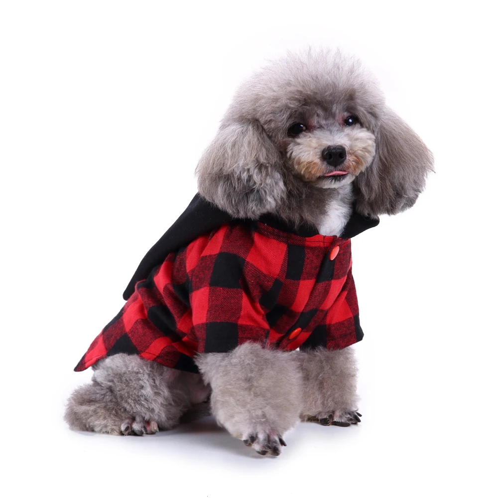 

Classic checkered red pet holiday costume black hat with pumpkin pattern dog clothes, Picture show