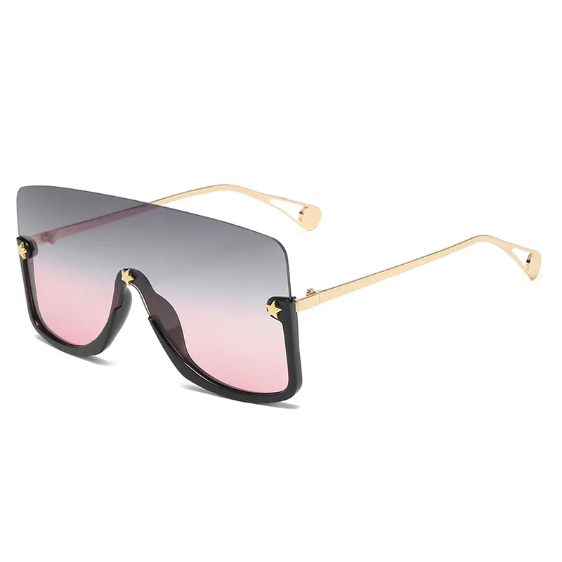 

2021 New Fashion Half Frame Oversized Gradient UV400 Glasses Sunglasses Women Luxury Brand Sunglasses