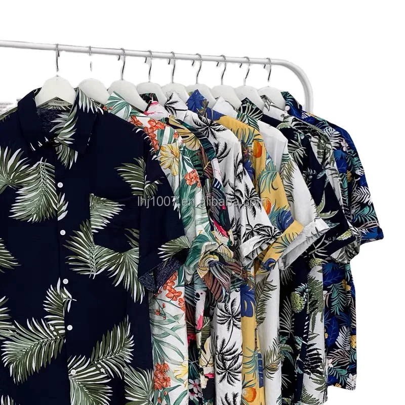 

Multicolor Hawaiian Tropical Floral Beach Vacation Short-sleeved Lapel Rayon Men's Shirt, Customized color