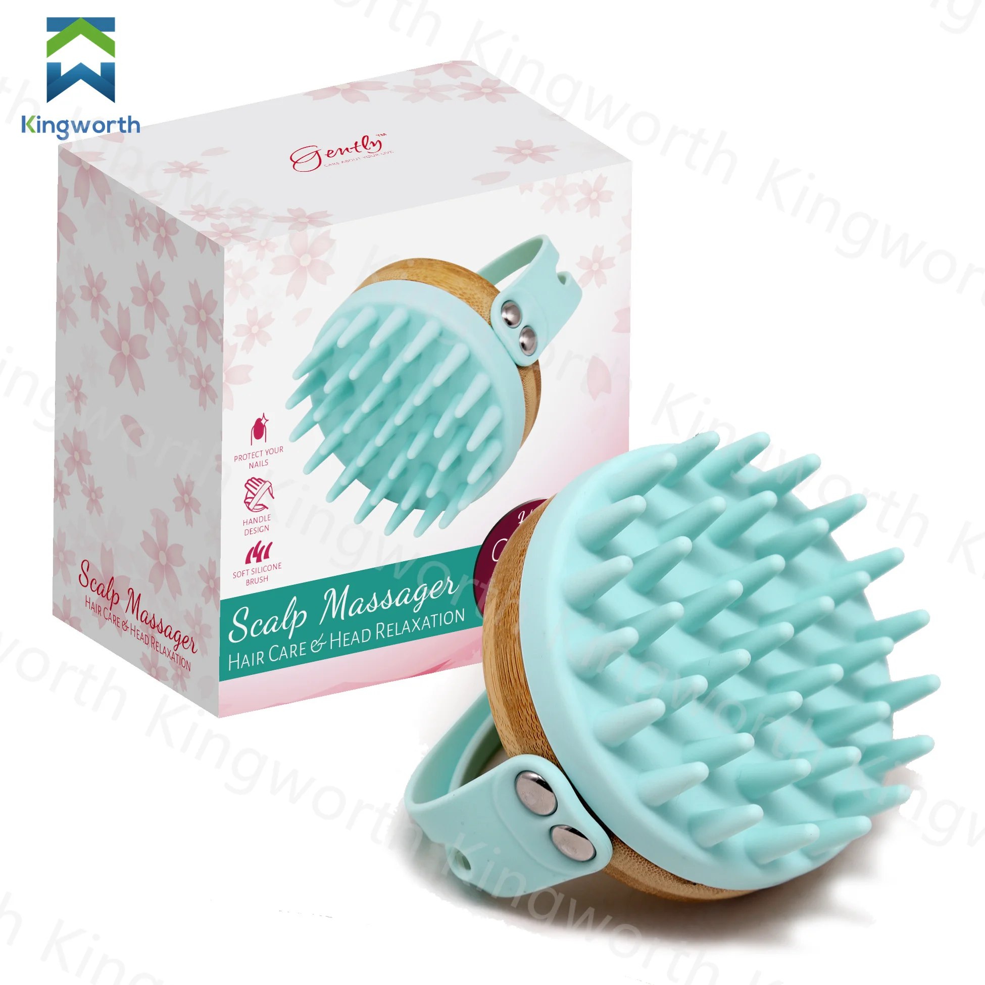 

Kingworth Cepillos De Cabeza Scalp Massager Bath Head Hair Brush Bamboo Shampoo Brush, Customized color