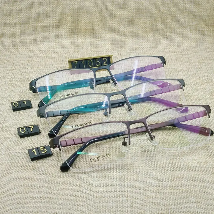 

Men Fashion Retro Classic Semi Rimless Half Frame Pure Titanium Eyewear Optical Glasses Eyeglasses Frames, Custom colors