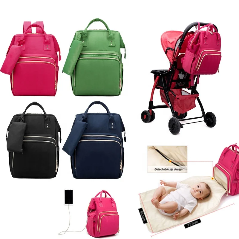

multifunction stroller Hooks USB mother Maternity Nappy Bags Changing Pad mommy bag for baby, Customized colors