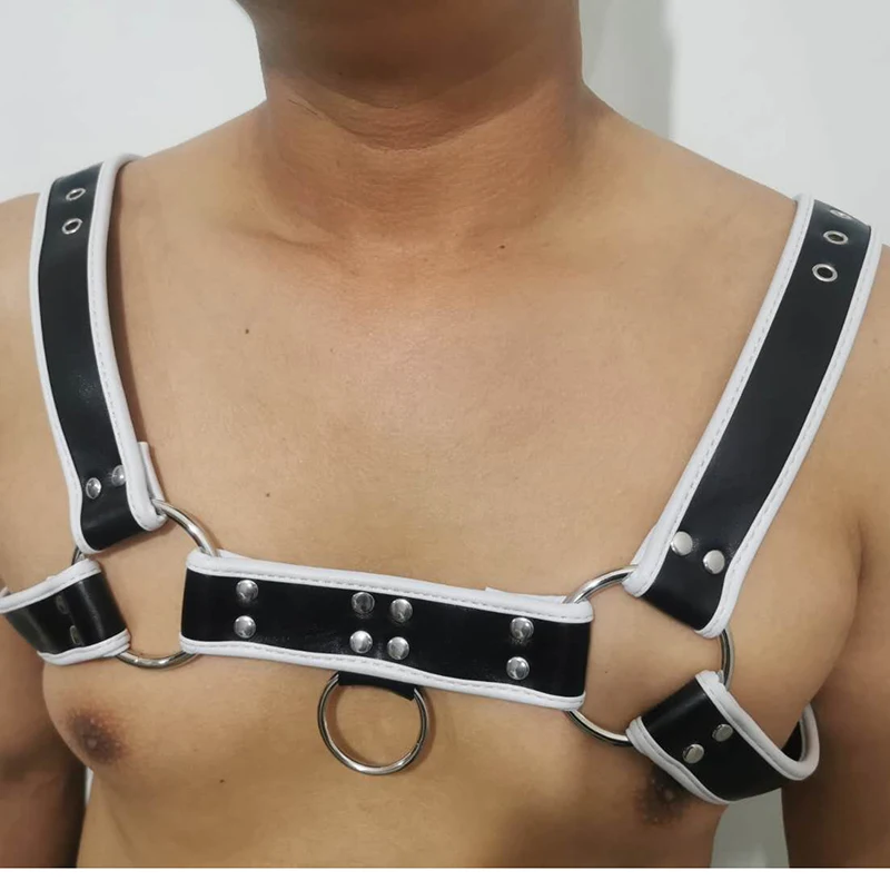 white Bondage Leather Toys Gay Bar Costume Wear Belts Men Shoulder Straps Belt Restraints Fetish Wear Harness SM Sex Toys Men
