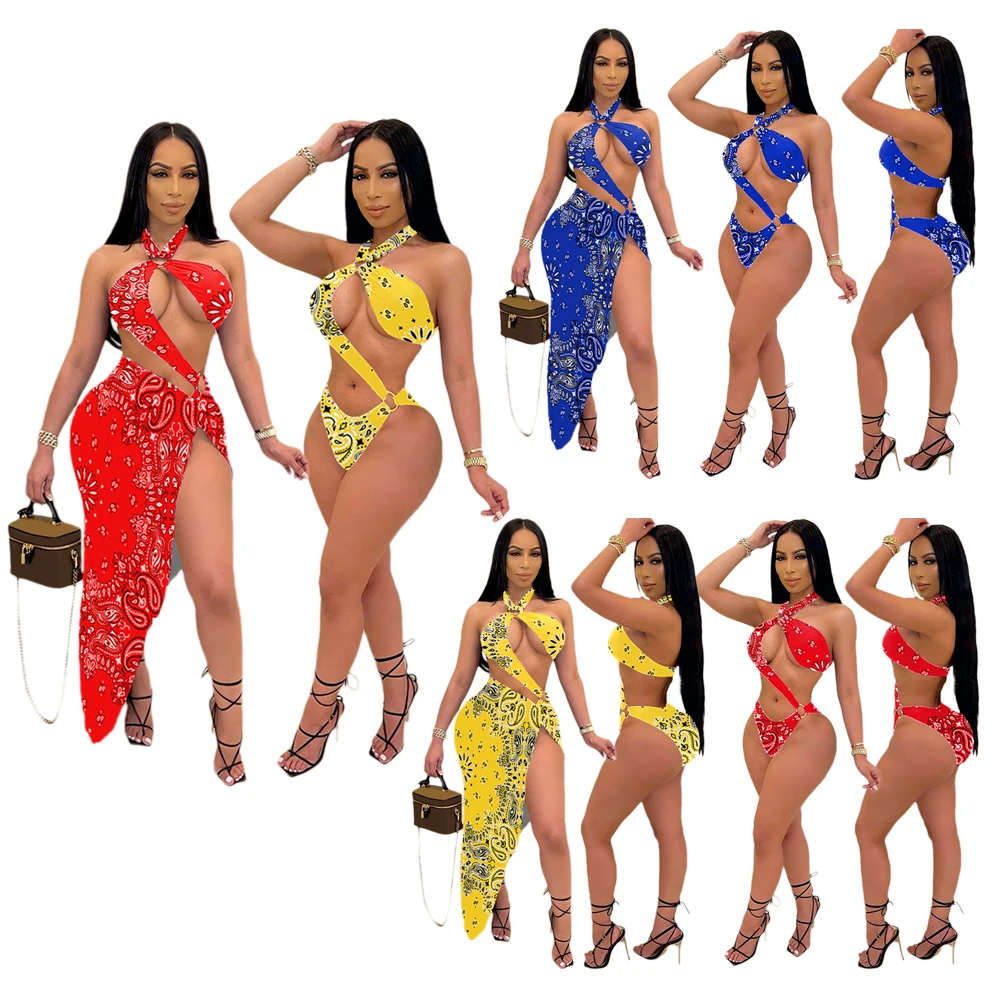 

SH7252 2021 latest design women's spring & summer printed swimsuit two piece plus size 2 piece swimsuit bikini woman swimwear