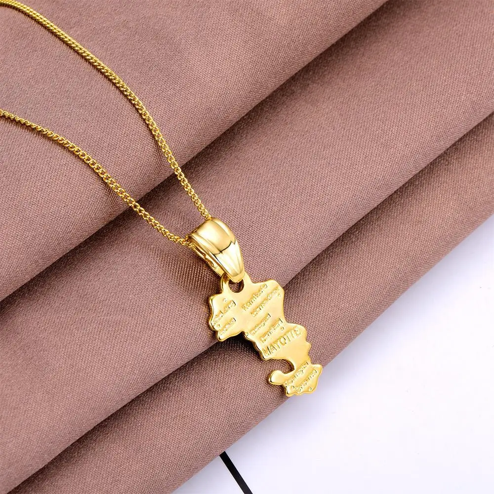 

Unisex Fashion Jewelry Gold Color Map of Territorial Collectivity of Mayotte Necklace Ethlyn Mayotte Map Pendant Necklace