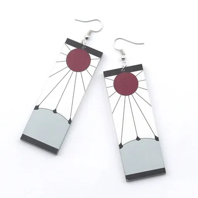 Demon Slayer Tanjiro Earrings Kamado Tanjirou's Hanafuda Earrings Anime Cosplay Hook Earrings