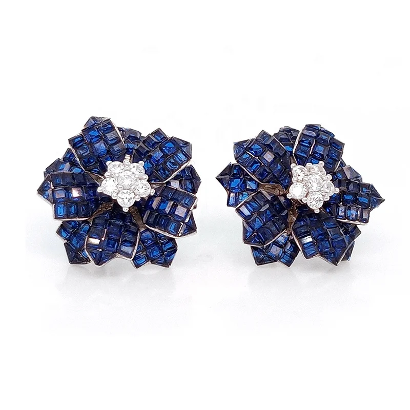

Invisible Setting Earrings 925 Sterling Silver Fashion Flower Earrings
