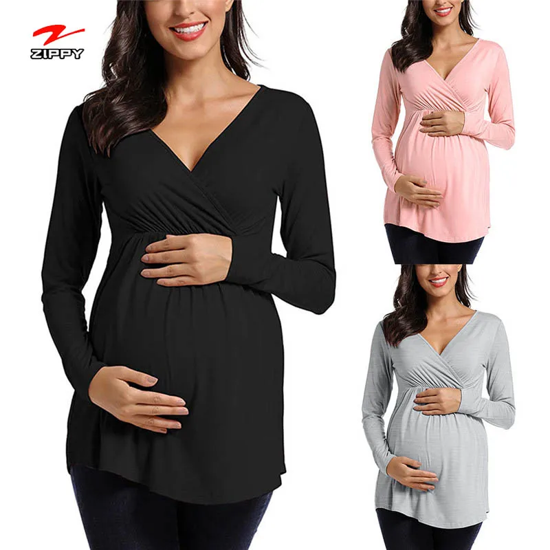 

Maternal Clothing Hot Selling Pregnancy Mommy Lactation T-Shirt Short Sleeve Maternity Wear Casual Breastfeeding Blouse, Customized color