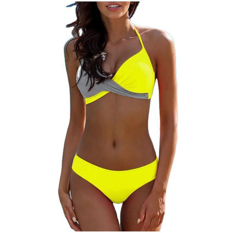 

Bathing bikini solid patchwork Two Piece Swimsuits Thong Bikini Women sexy swimwear