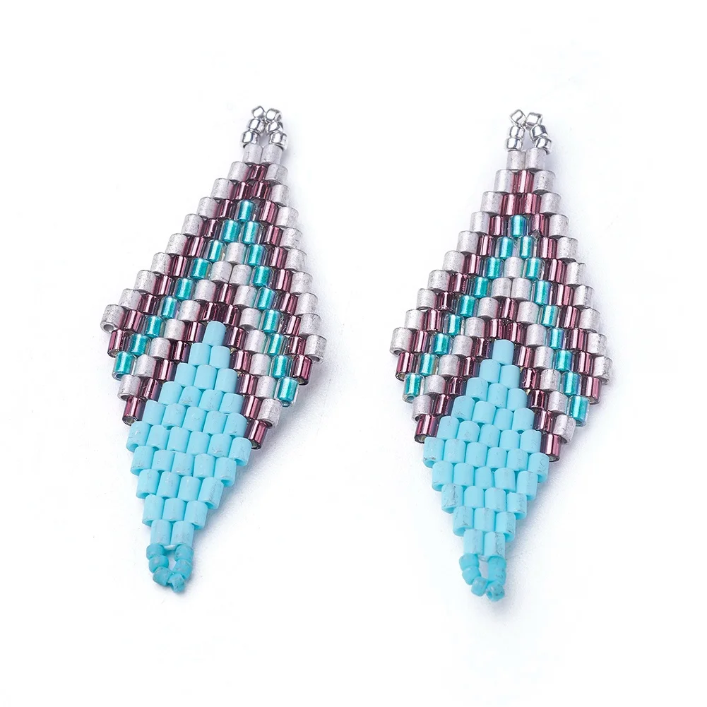 

Pandahall Handmade Loom Pattern Rhombus Japanese Seed Beads Links