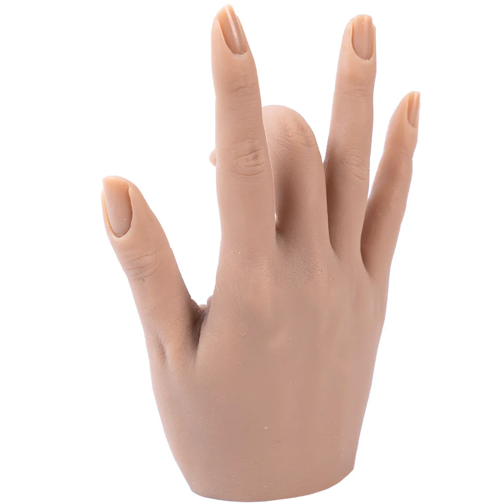 

2021 New Arrival nail training fixation clip silicone artificial hand for practice hand, Skin color