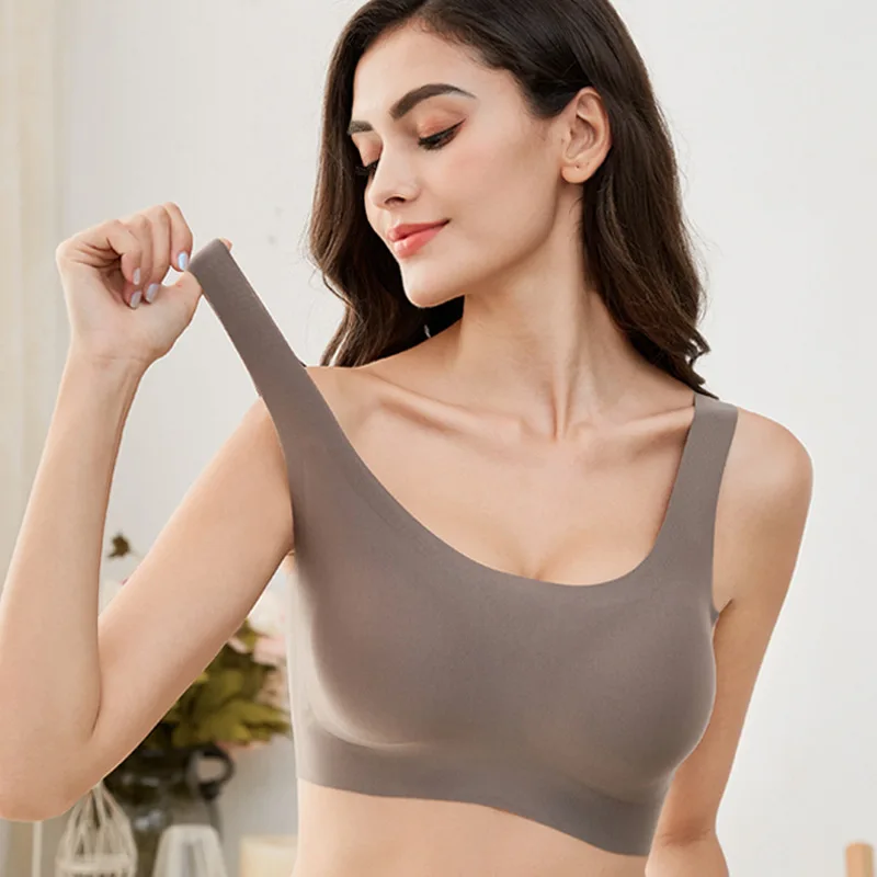 

Seamless One Piece Thin Women U Back Bralette High Elastic Padded Sports Bras Vest Wireless Bra