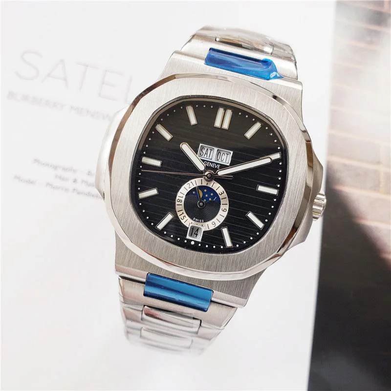

Top Mens Watch 5726 Series 40MM Moon Phase Dial Sapphire Glass Automatic Leather Strap Men Designer Sports Wristwatch