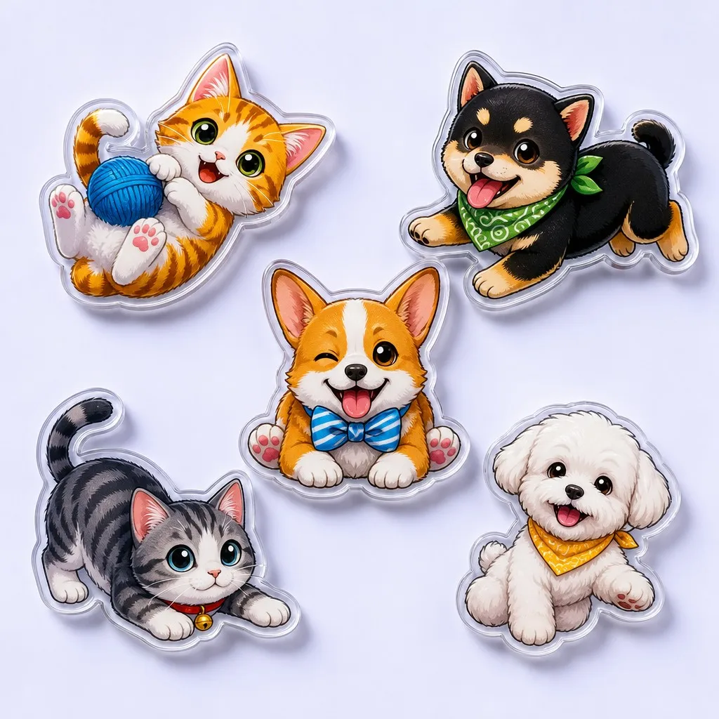 Cute Pet Characters Die-cut Acrylic Fridge Magnets