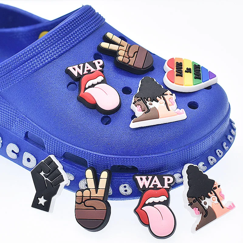 

Soft PVC Black Lives Matter Custom Designer Croc Charms for Croc Clog Shoe and Bracelet Decorations