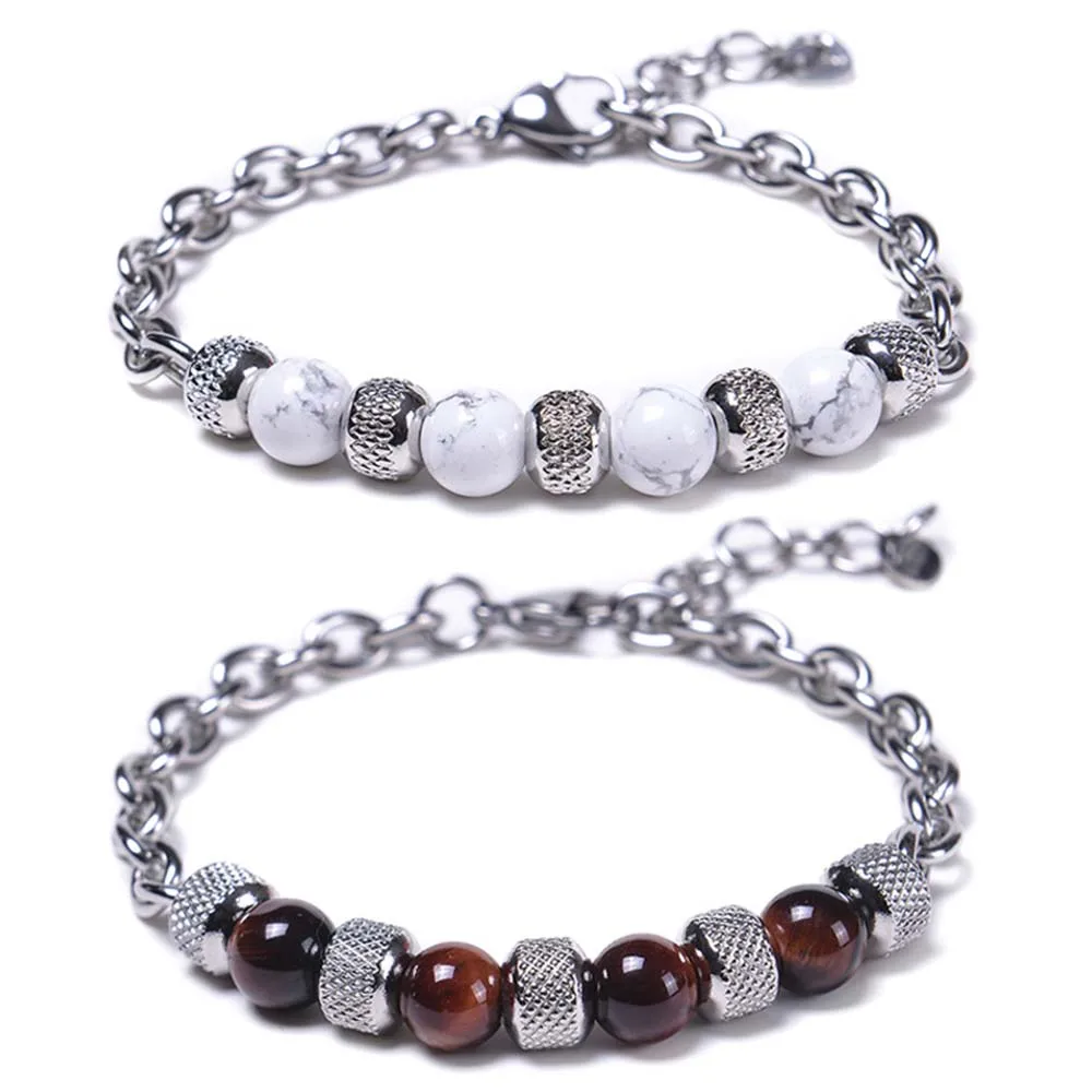 

New Stainless Steel Chain with Gemstone Healing Energy Crystal Adjustable Bead Bracelet