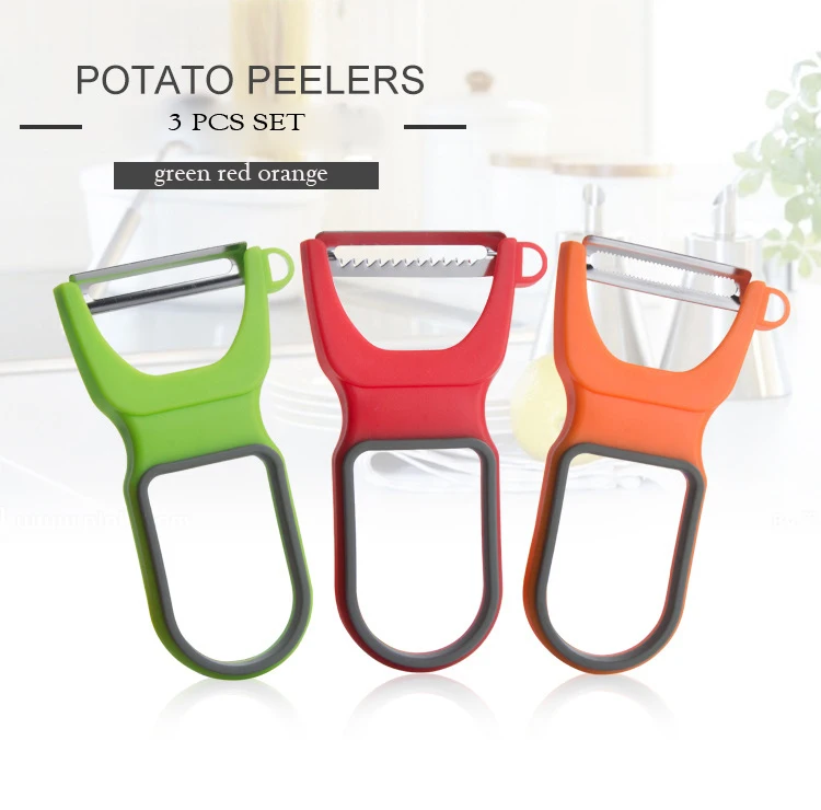 

Multipurpose Three Piece Set Of Stainless Steel Peeler Set Vegetable Fruit Peeler Set Potato Peeler Tools With Plastic Handle