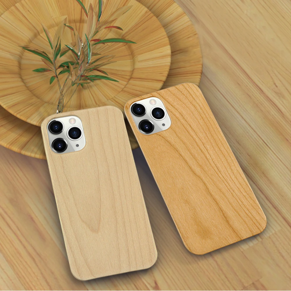 

2021 High Quality Cherry Wood Grain Soft TPU Silicone Hybrid Phone Case For iPhone 12 pro Max