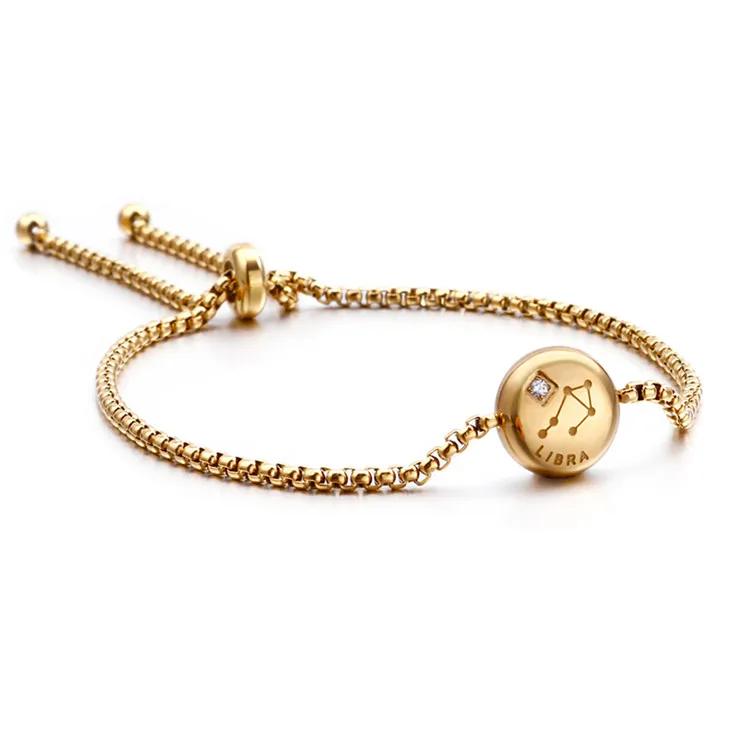 

New Design Custom Stainless Steel Horoscope Astrology Chain Link Zodiac Signs Bracelet