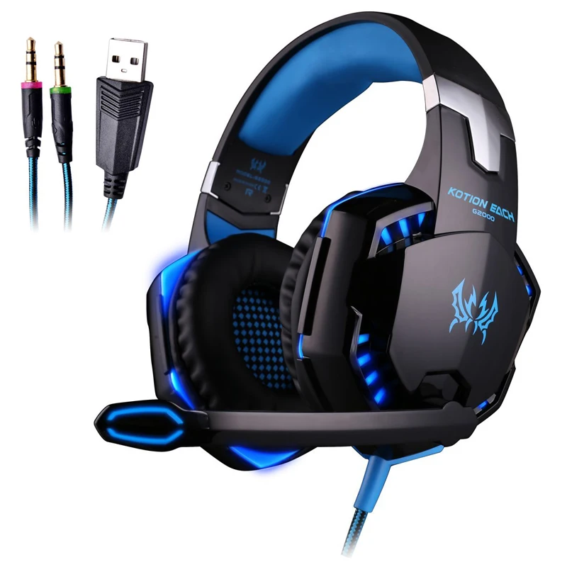 

KOTION EACH G2000 Gaming Headset with LED Backlit Mic Stereo Bass Noise Cancelling For Computer Game Player