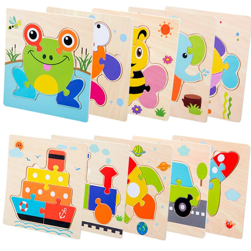 

2022 Factory Supply Intelligence Develop Jigsaw Montessori Earlier Education Wooden Puzzle Toys Animal 3D Clasp Puzzle For Kids