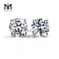 

Simple design 14k 18k gold round moissanite earring