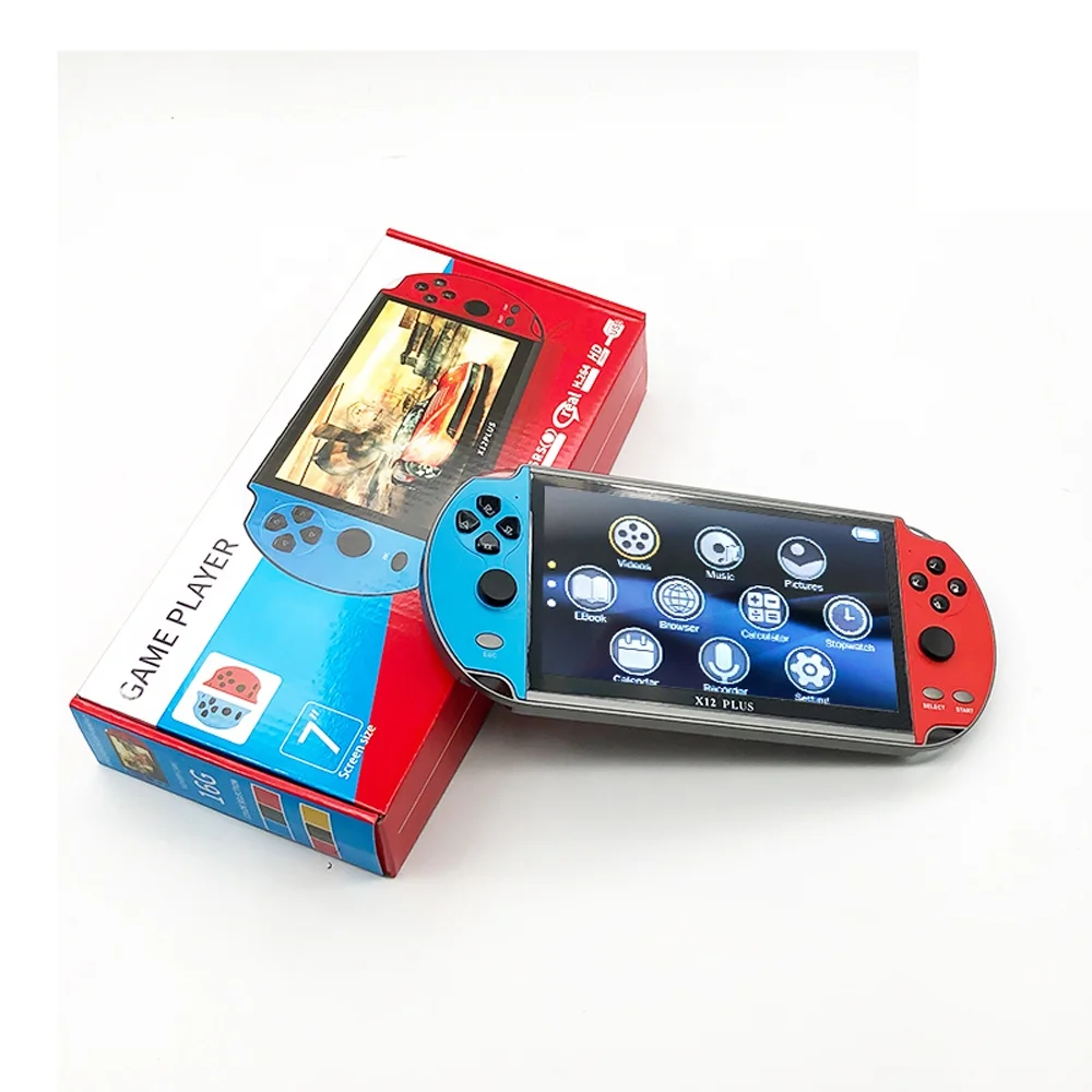 

X12 Plus 7 inch Retro consola video juego Handheld Game Console player For PSP GBA FC GB FC GBA Game, Red blue