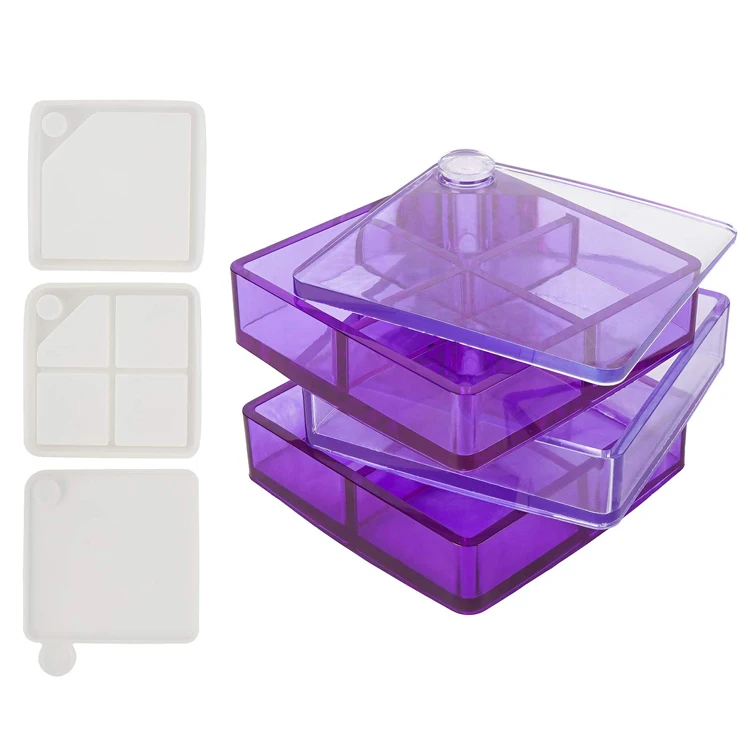 

Octagon Silicone Organizer Box Molds for for Epoxy Casting, DIY Jewelry Tray Storage Case for Rings, Necklaces, Bracelets, Clear