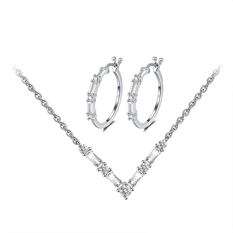 

RINNTIN SS55 Wholesale Jewelry Real S925 Sterling Silver Cubic Zirconia Jewelry Set