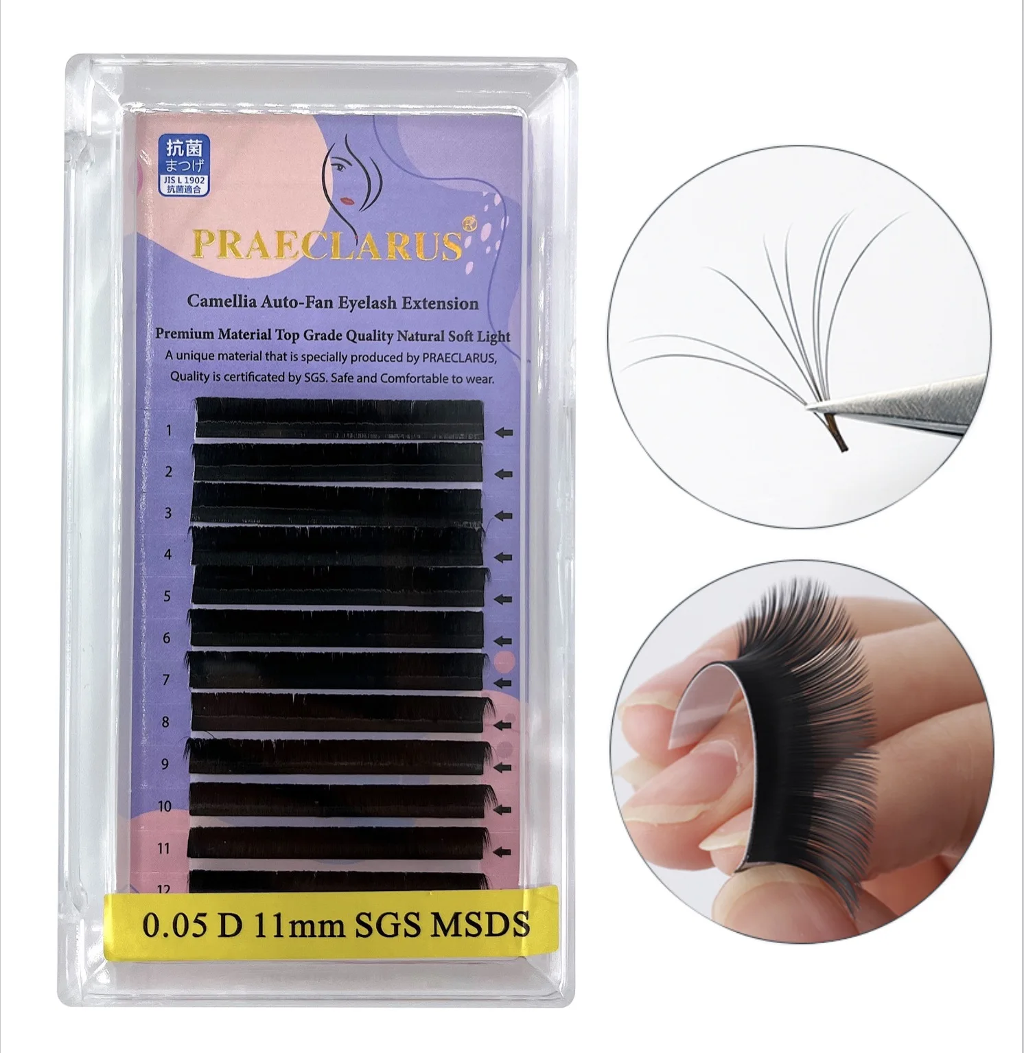 

PRAECLARUS Camellia Mega Volume Eyelash Extensions Top Quality Cashmere Lashes Korean 0.05 0.07 Thin Soft Matte Dark Black Dd 3