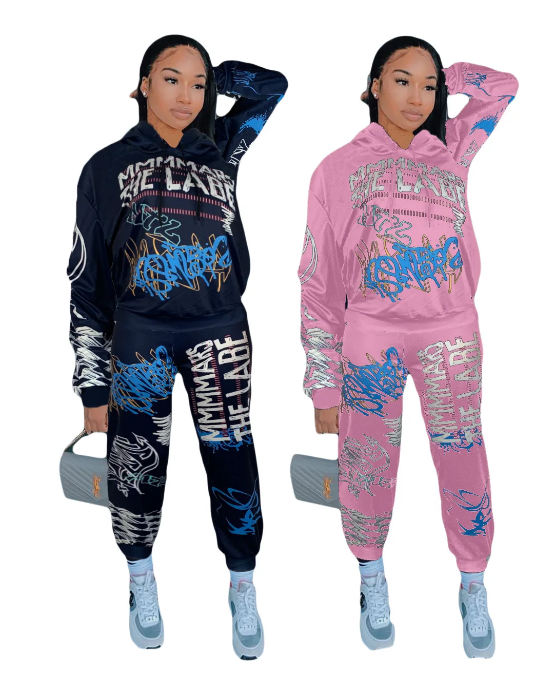 

Wholesale trendy fitness gym sports joogers women 2 piece set clothing hoodie set