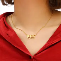 

stainless steel 18 inches chain pendant birth year necklace