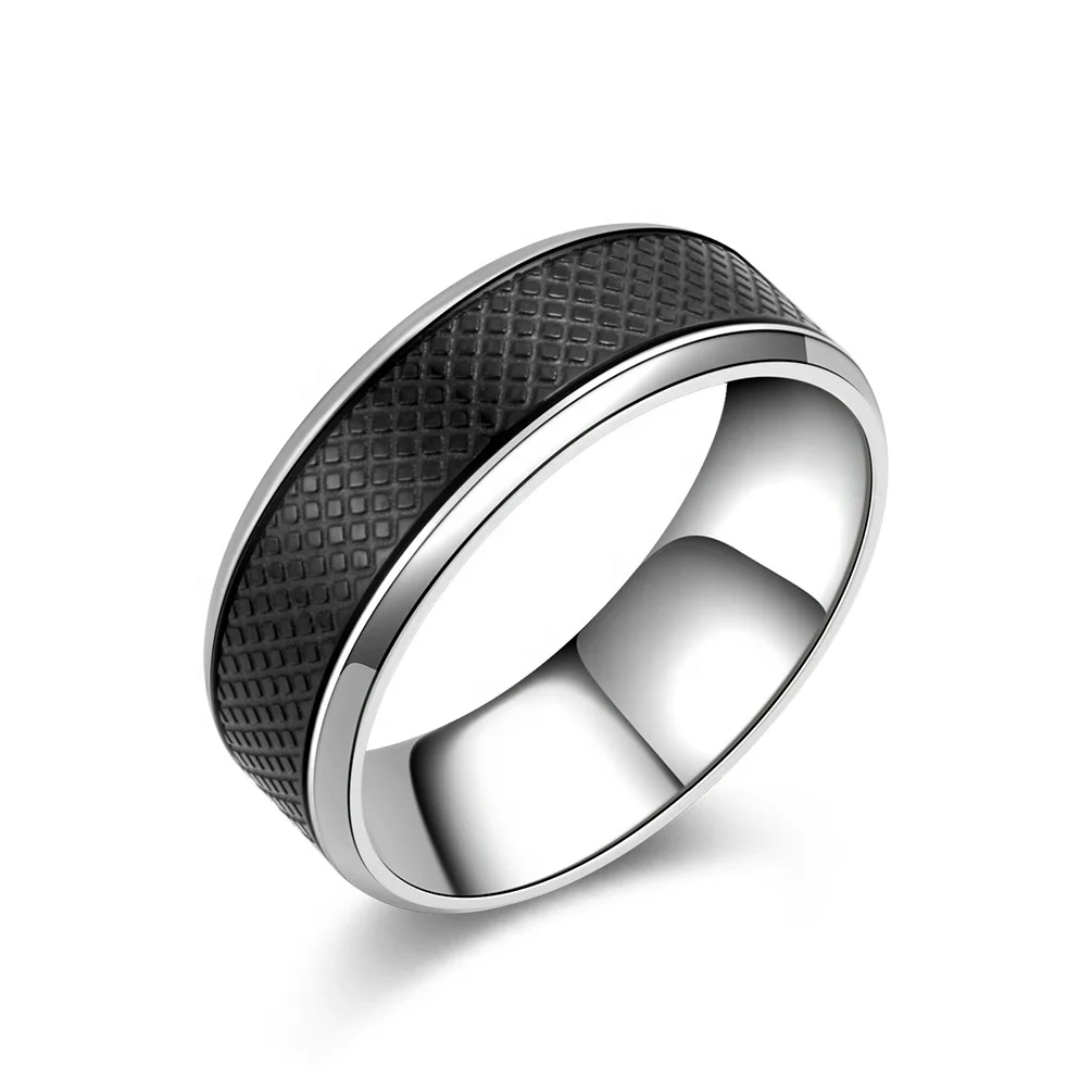 

2021 New fashion men's jewelry stainless steel black Wheel ring