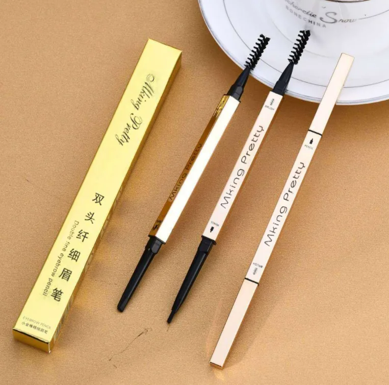 

New Arrival Private Label Automatic Golden Waterproof Slim Microblading Eye Brow Pen Eyebrow Pencil With Brush