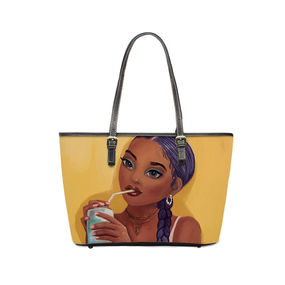 

bolso dama de moda carteras y bolsos marcas famosas Black Art African Girls Printed bolsos de mano para mujer handbag, Customized color