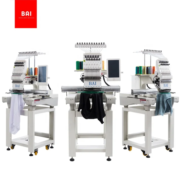 
BAI computerized single head embroidery machine for flat hat t shirt 
