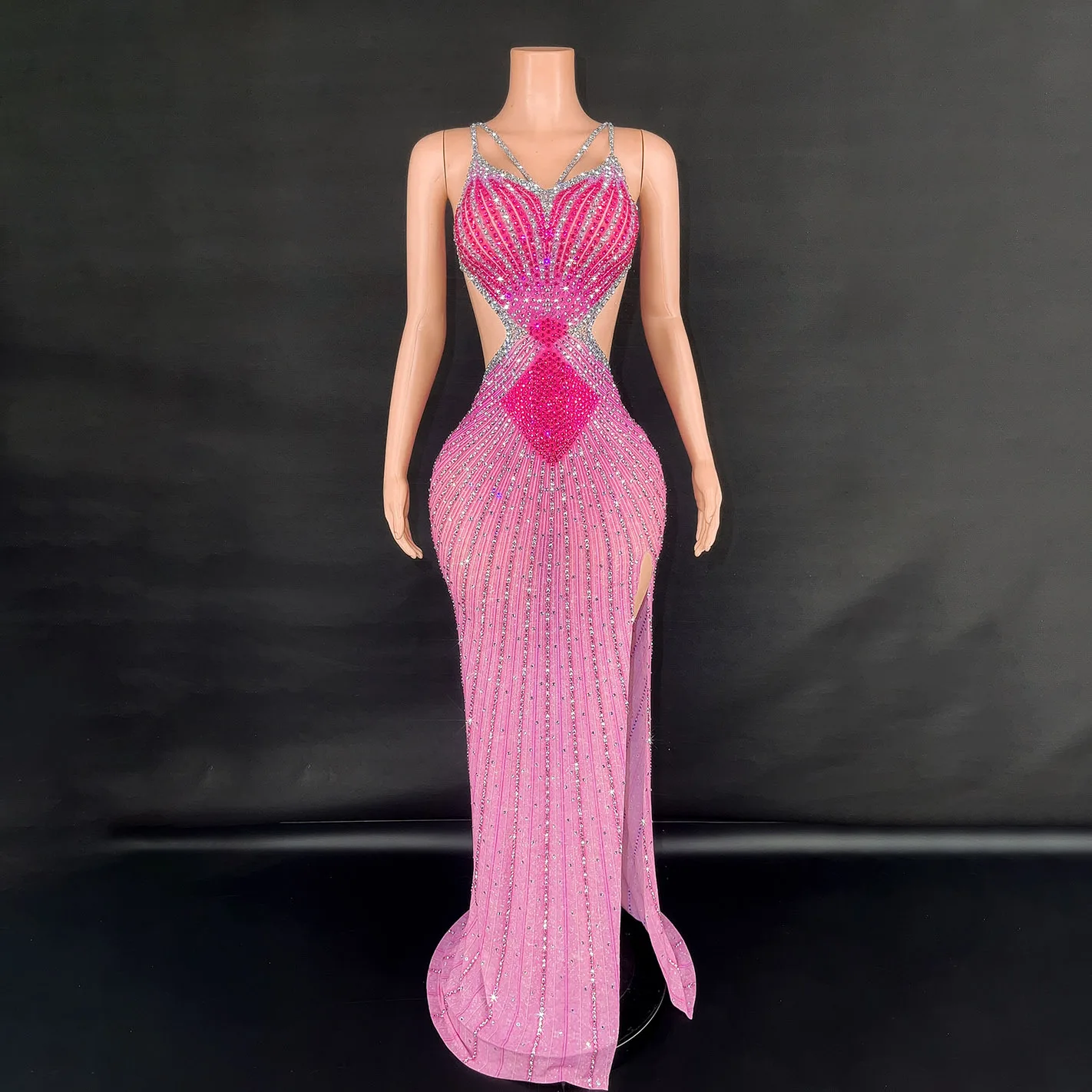 Bling Diamond Cutout Mermaid Prom & Evening Gown