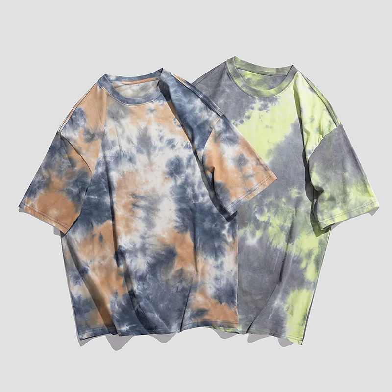 

CMTD2114 Big size Cotton Graphic Sweethearts outfit Lovers of Streetwear T-Shirts Loose Fit Good T-Shirt Tie Dye Mens T Shirts, As pic